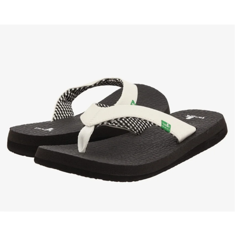 NEW Sanuk Yoga Mat White Thong flip flips Sandals 10